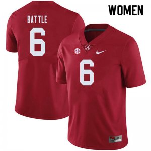 NCAA Women's Alabama Crimson Tide #6 Jordan Battle Stitched College 2019 Nike Authentic Crimson Football Jersey WS17A36XC